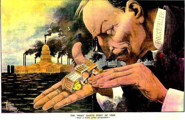 Rockefeller picking money out of our government during the Gilded Age