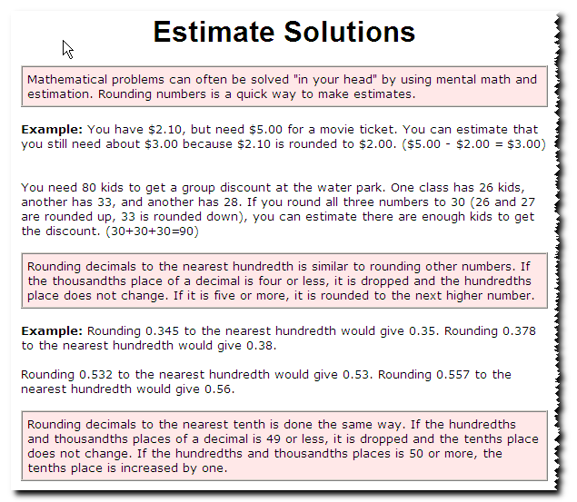 Estimate Solutions