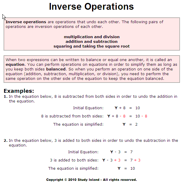 Inverse Operation