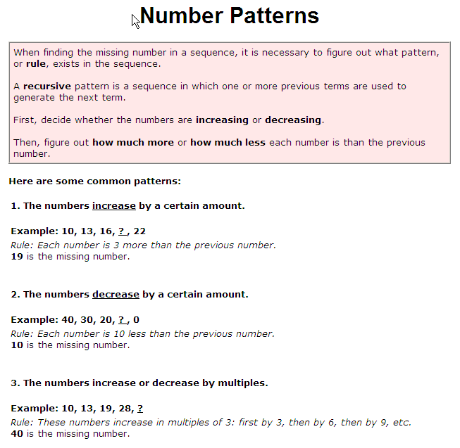 Number Patterns1