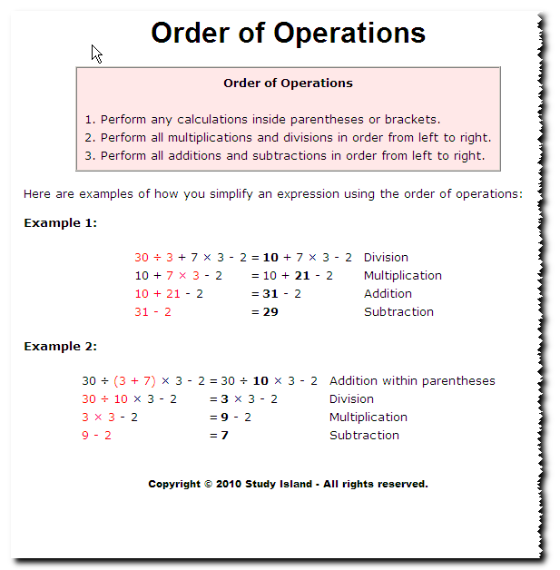 Order of Operation